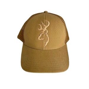 Browning Deer Cork Logo Brown Mesh Snapback Trucker Hat Adjustable Hunting Cap